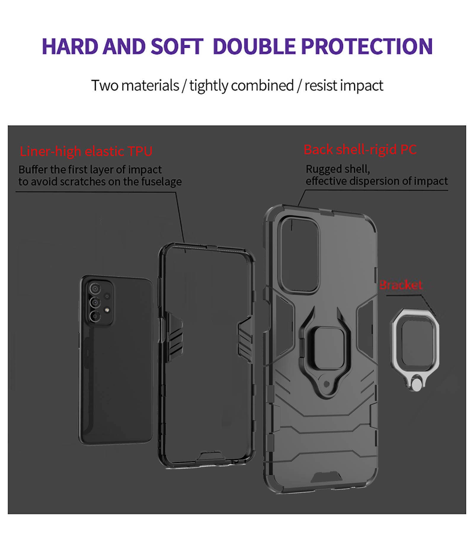 GOKEN Cover Per Realme 10 4G, TPU/PC Dual Layer Hybrid Armor Custodia
