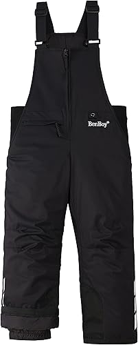 Lelaki Baberos de esquí de nieve para niños pequeños, con aislamiento Waterporoof Ripstop para invierno, pantalones de snowboard para niños y niñas