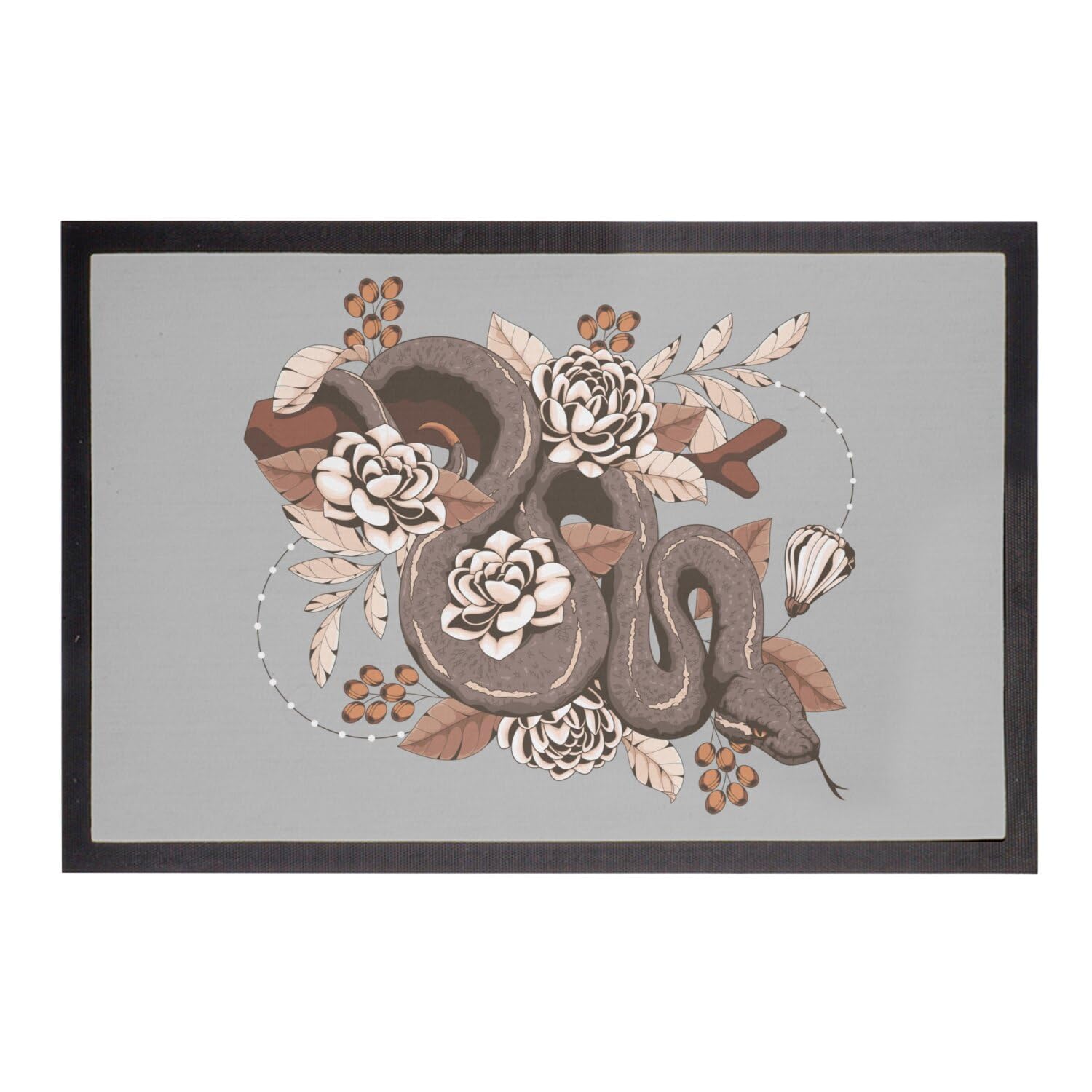 Paillasson serpent floral gothique tapis d'entrée gris
