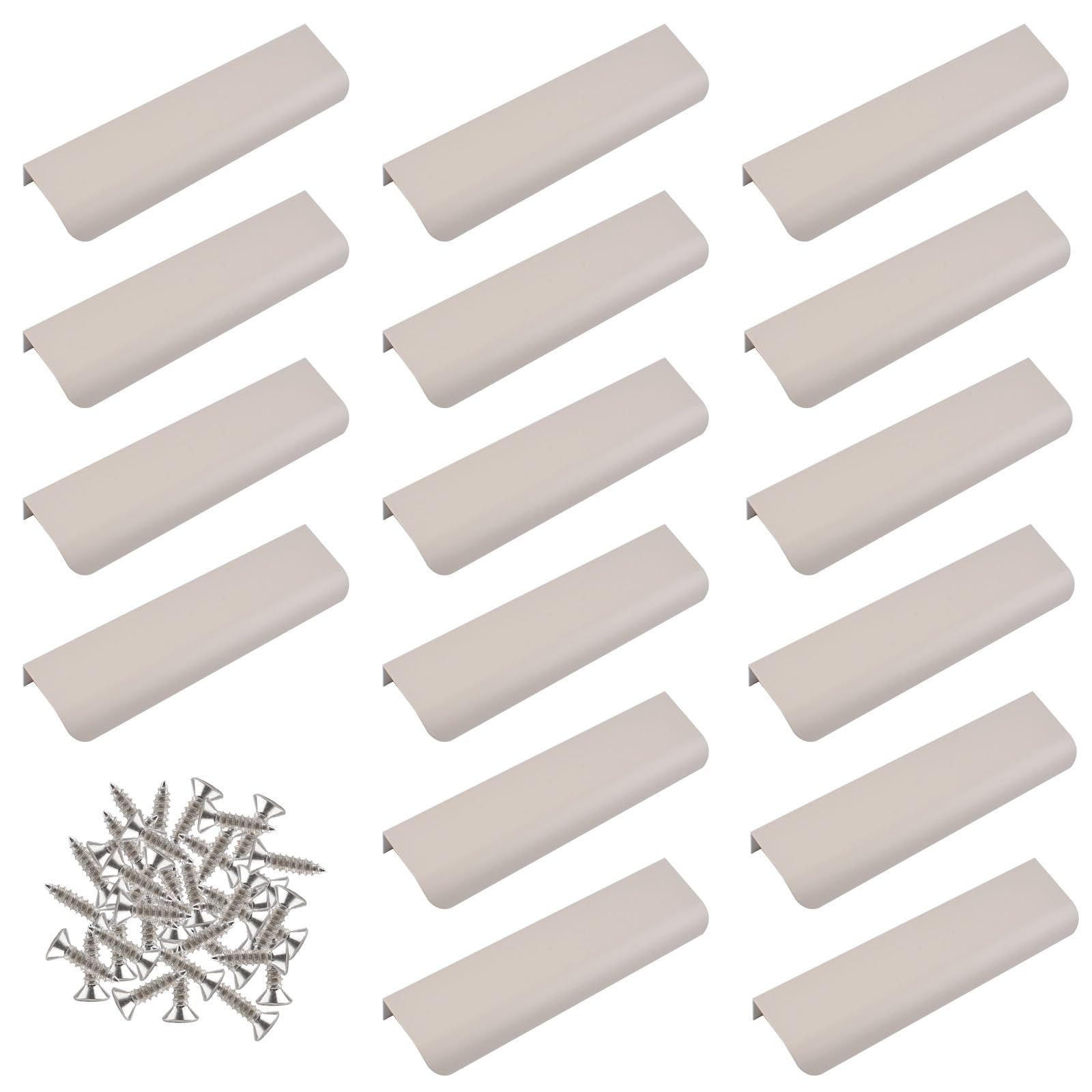 MOROBOR Fingerkantengriff, verdeckter Griff, moderner Stil, gebogene Aluminiumlegierung, unsichtbare Griffe für Schrank-Schubladen, 120 mm / Kaschmirgrau, 16 Stück