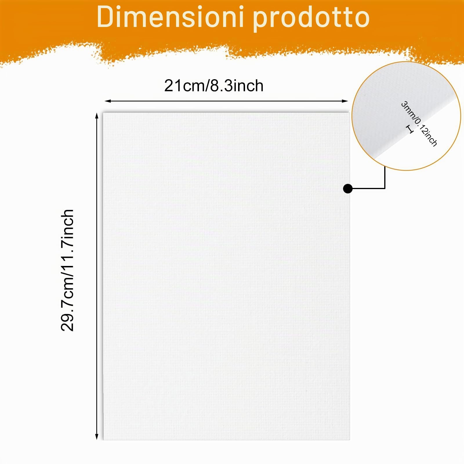 Set di 5 tele per dipingere 30x40 cm cartone spesso 3mm per artisti