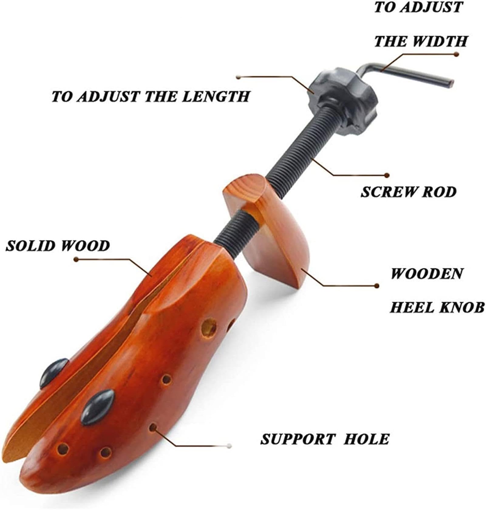 REVAHI Árbol de Zapatos de Madera Real Que Absorbe la Humedad Camilla de Zapatos con Espiral para el Cuidado de la Forma del Zapato, Tensor de Zapatos de Madera, Tensor de Tornillo Unisex