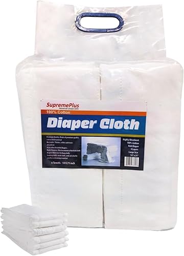 Pañales de tela preplegados, paquete de 6, 21 x 14 pulgadas, 4 capas ultra suaves, superabsorbentes, lavables, reutilizables, paños de algodón para