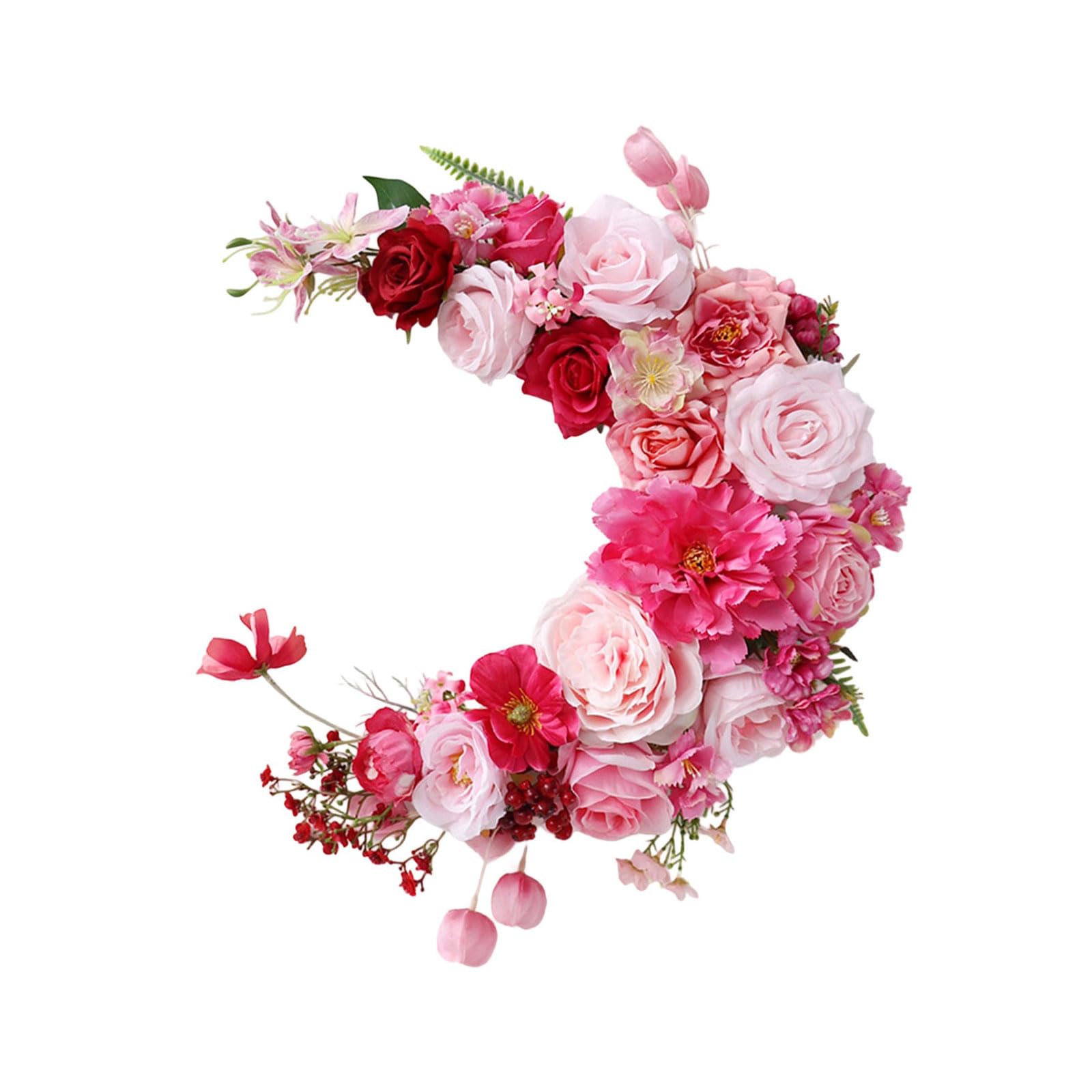 Shape Artificial Rose Flower Wreath Floral Wreaths Wall Ornament for Festivals Weddings Indoor Decoration Artificial Flower Wreath