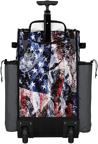 Miniatura 3 de Boombah Rolling Superpack 2.0 Baseball/Softball Gear Bag - 23-1/2" x 13-1/2" x 9-1/2" - USA Allegiance Charcoal/Royal Blue/White - Telescopic Handle