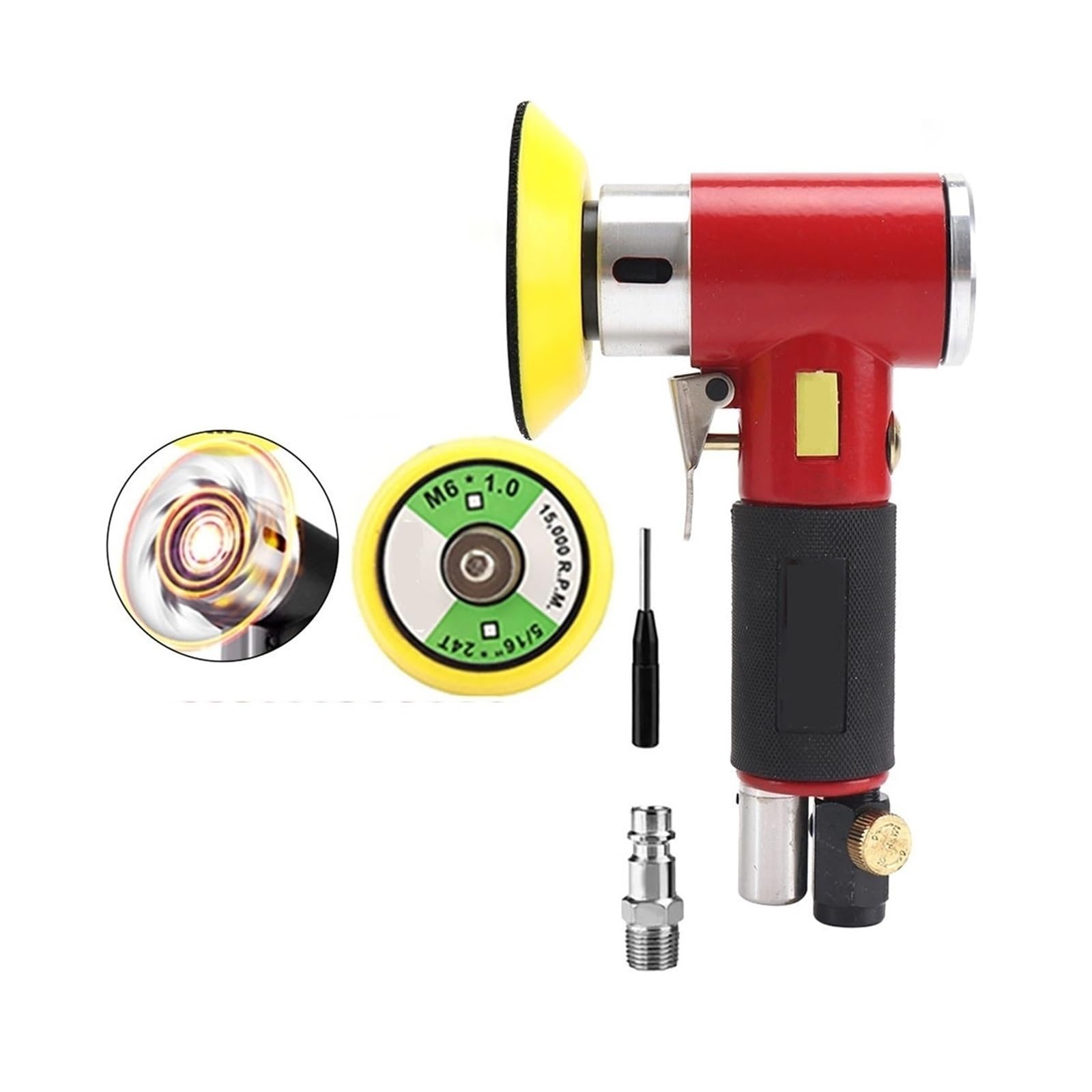 2 "/3" Random Orbit Air Sander Mini szlifierka pneumatyczna do polerowania samochodu High Speed ​​Air Powered polerka,Niskie Wibracje(Red Air Sander)