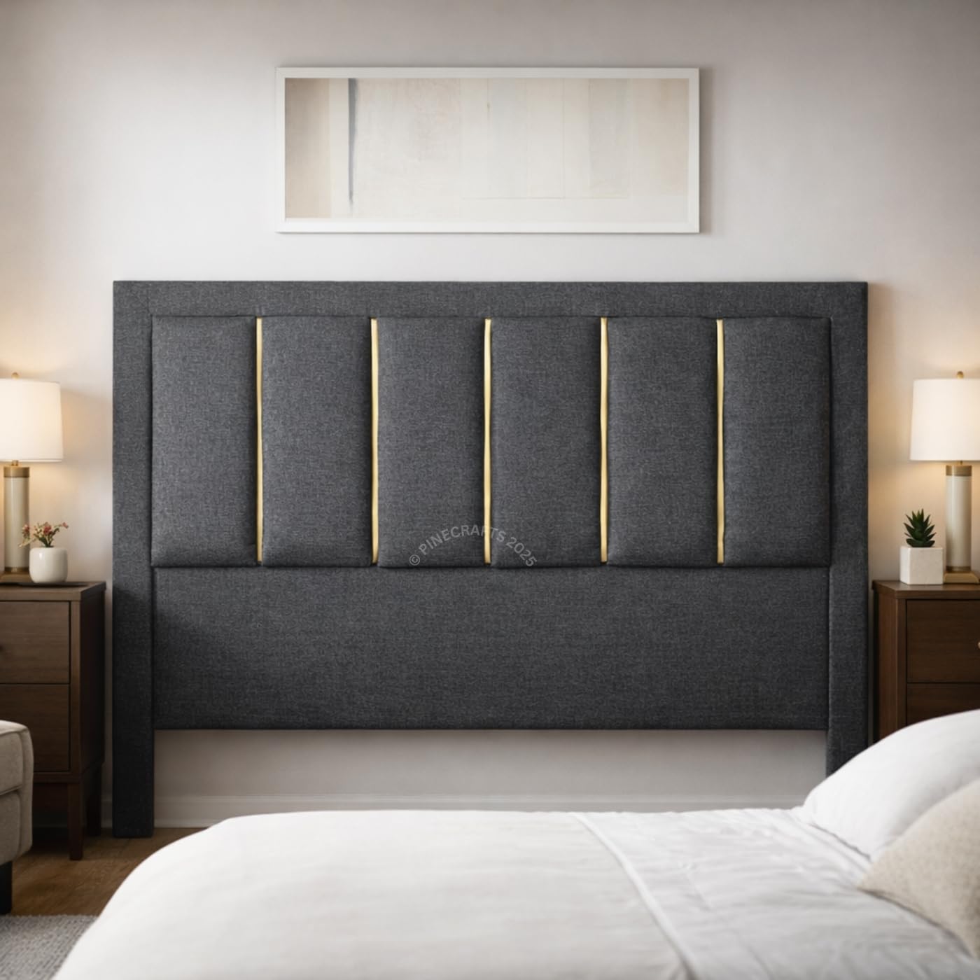 Floor Standing Upholstered Bed Headboard Only (Grey, King)-picture-12