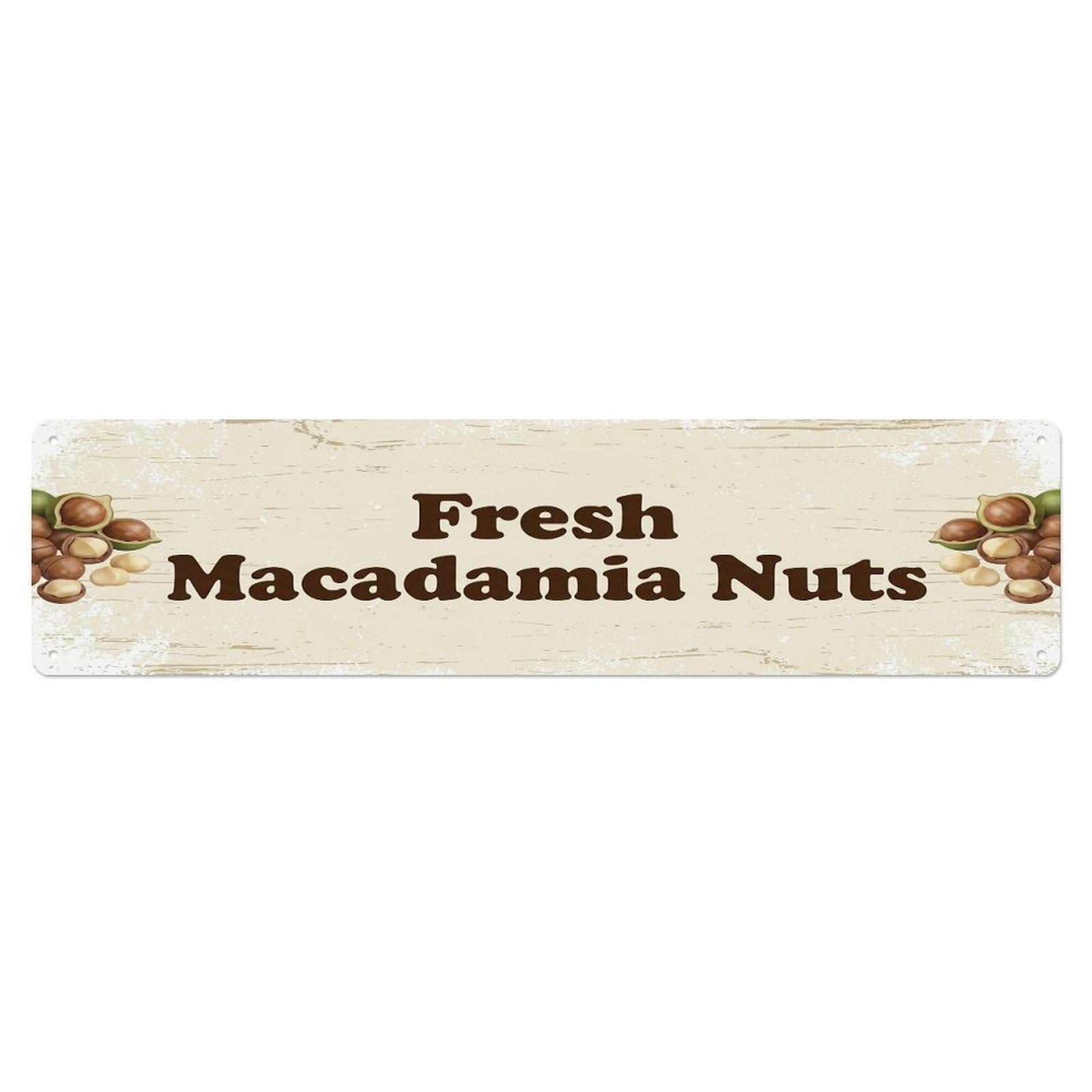 Vintage Fresh Macadamia Nuts Rustic Kitchen Metal Tin Sign