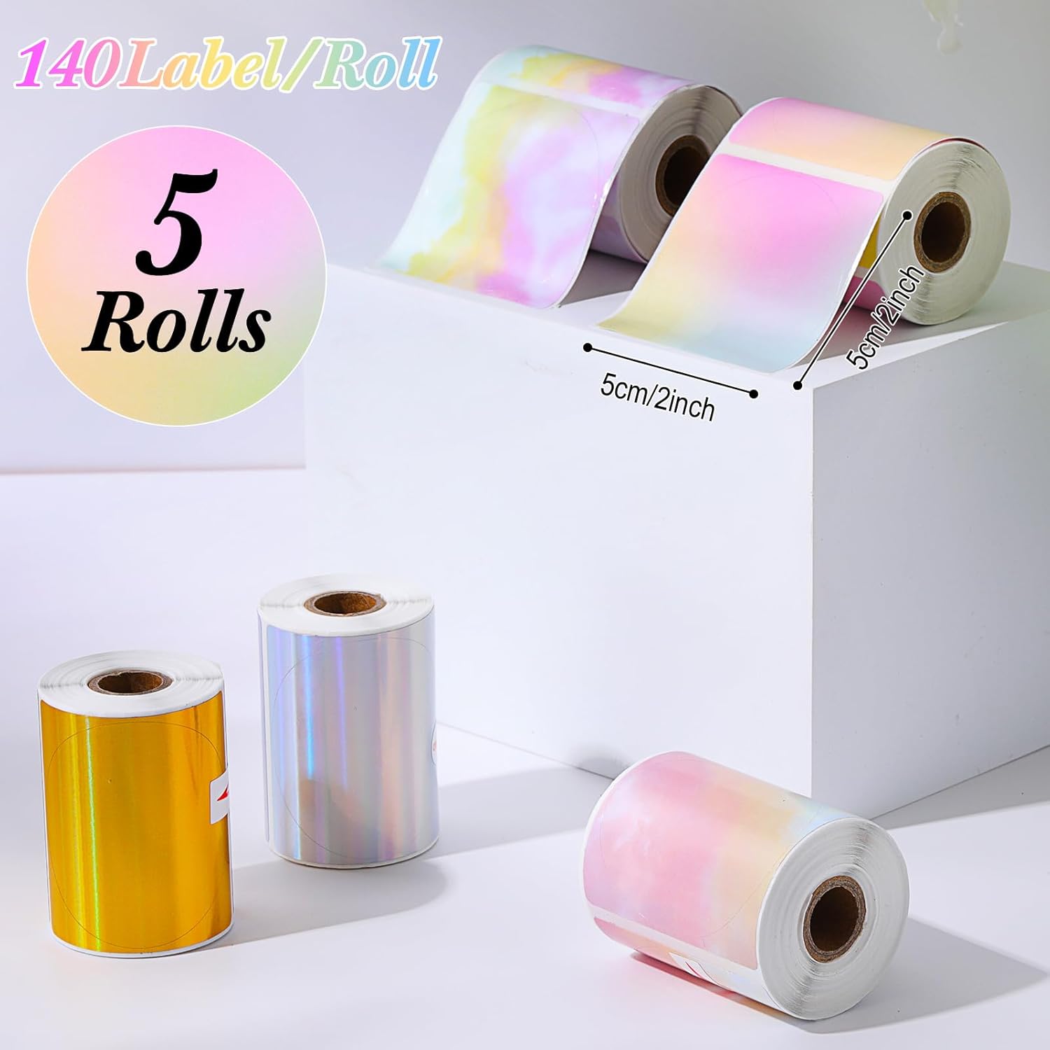 700 Pcs 2 Inch Round Thermal Labels Waterproof Circle Direct Thermal Stickers Printable Labels for Valentine's Day Gift Wrapping Thanks Card Small Business Logo(Bright,Round) - Image 2