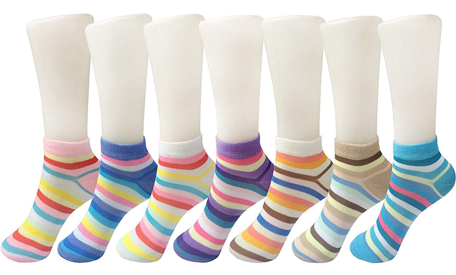 queery Women’s Cotton Ankle Length Socks-7 Pairs-Striped-Multicolor - (Any 7 Colours)-picture-10
