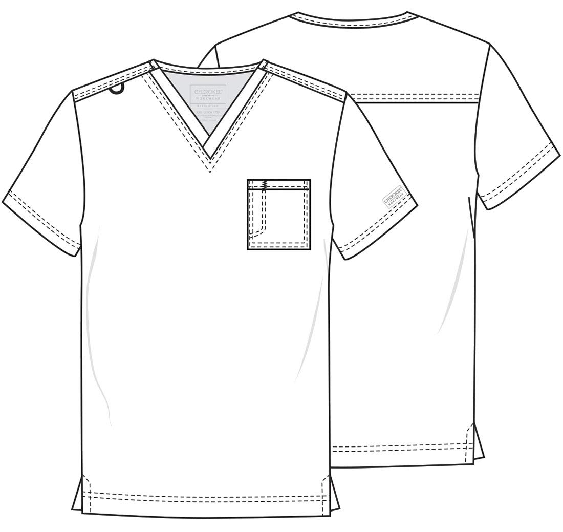 Cherokee Scrub Top dla kobiet i mężczyzn, koszulka medyczna z dekoltem w serek z 1 kieszenią na piersi i szlufką na identyfikator - WW625