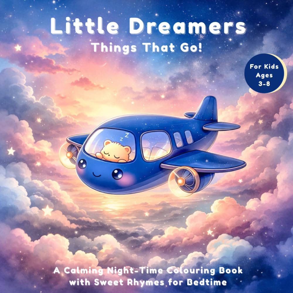Little Dreamers: Things That Go - A Vehicle Bedtime Colouring In Book: A Cute Vehicle Bedtime Colouring Book for Kids Ages 3–8 | Goodnight Rhymes on ... more | Toddler Sleep Routine Activity Book