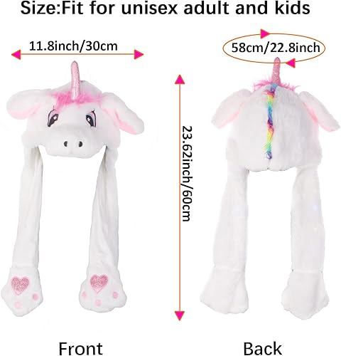 Miniatura 5 de Sombrero de orejas LED que brilla en movimiento, sombrero de peluche para saltar con orejas de animales, disfraz de Halloween, Navidad, para niños y