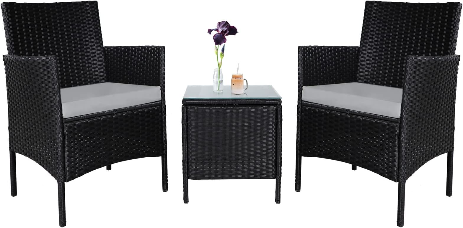 Incbruce 3 Pieces Patio Wicker Chair Set