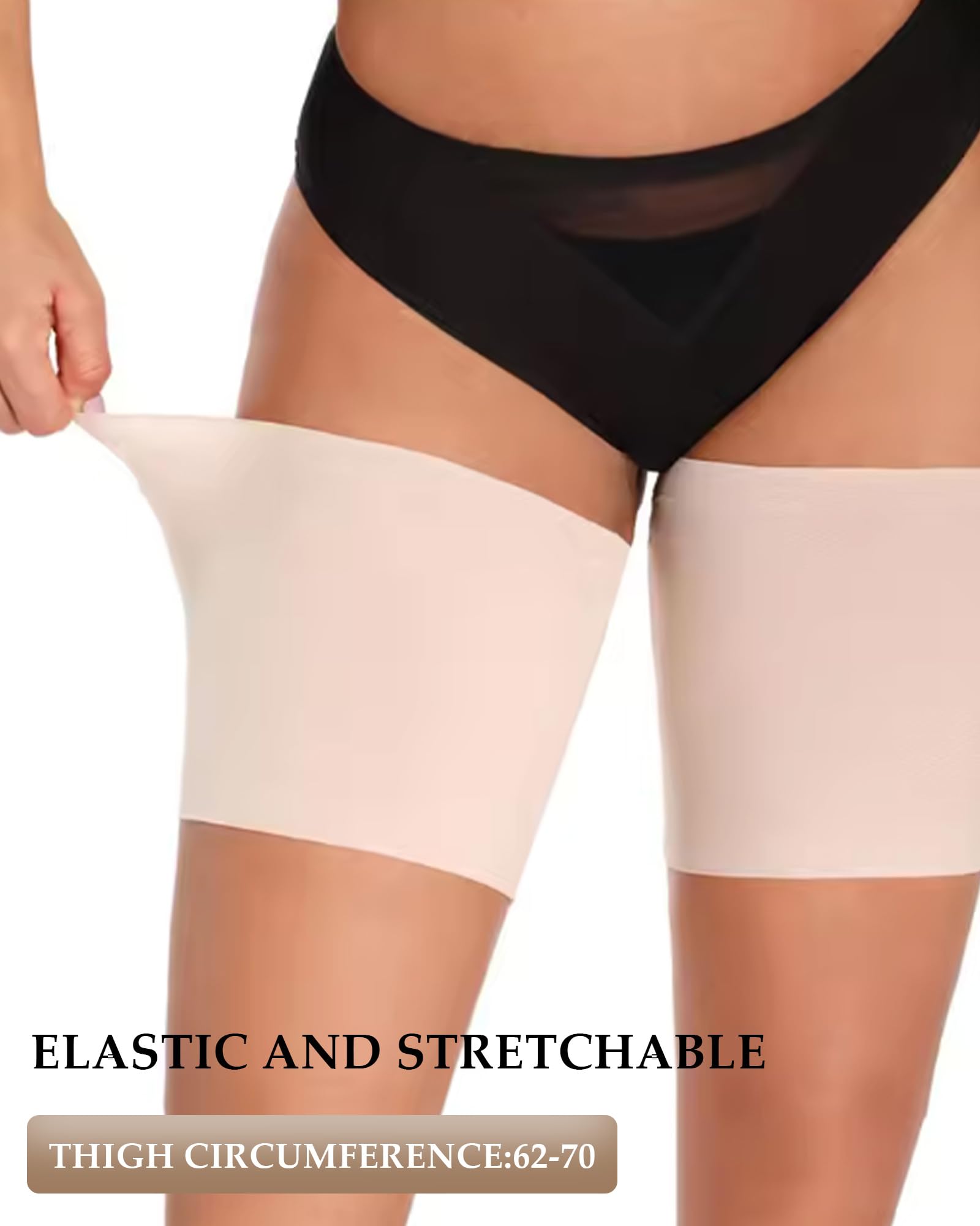 Antirozaduras Muslos, Bandas Elásticas Antirozaduras para Muslos, Bandas Antirozaduras Lisas, Bandas Antirozaduras para el Muslo, Encaje con Forro Protector de Silicona Antideslizant, 62-70 cm