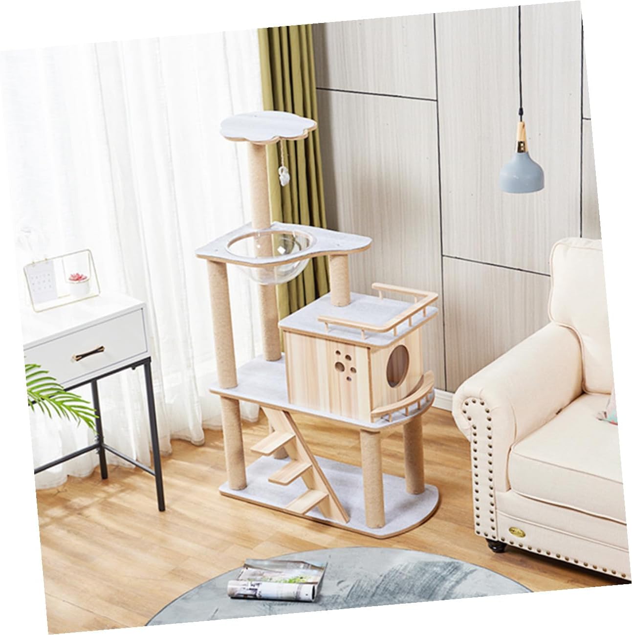 Large Multi-Layer Solid Wood Cat Climbing Stand with Felt Cover Four-Season and Scratching Post for Pet Supplies