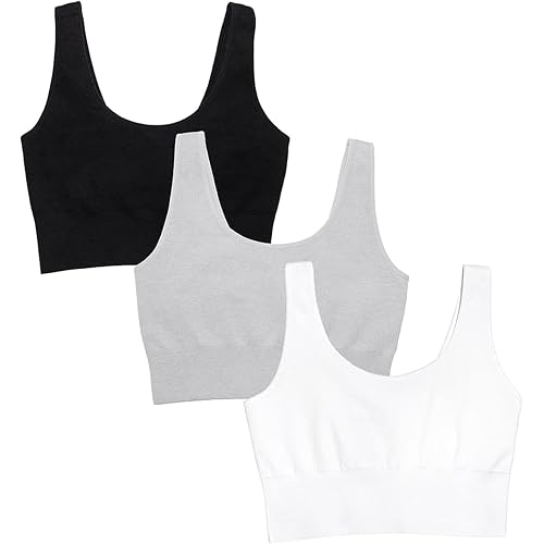 Fruit of the Loom Women's Wireless Cotton Tank Sports Bra Multi-Pack