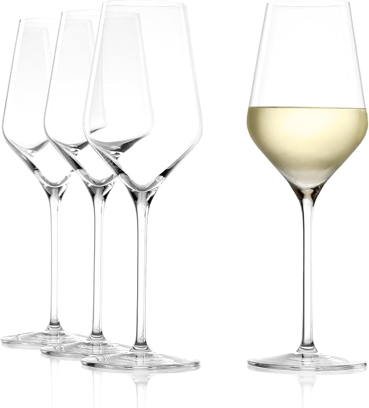 Stölzle Lausitz Quatrophil White Wine Glasses Crystal, 13 3/4 oz, Set of 4