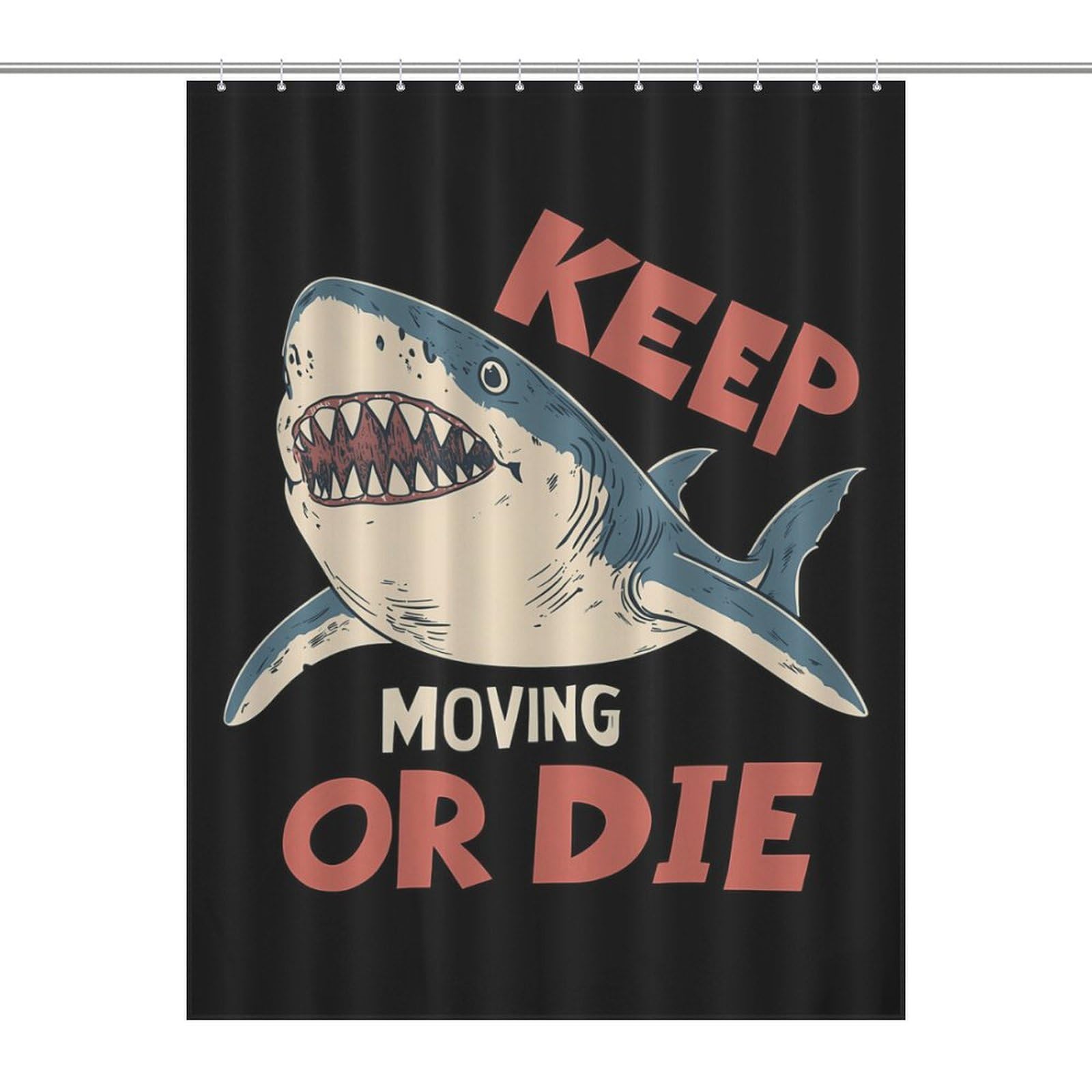 Shark Keep Moving Or Die Print Shower Curtain Bath Curtains for Bathroom Fabric Liner with Grommets Hooks 55x72Inch?140x183cm?
