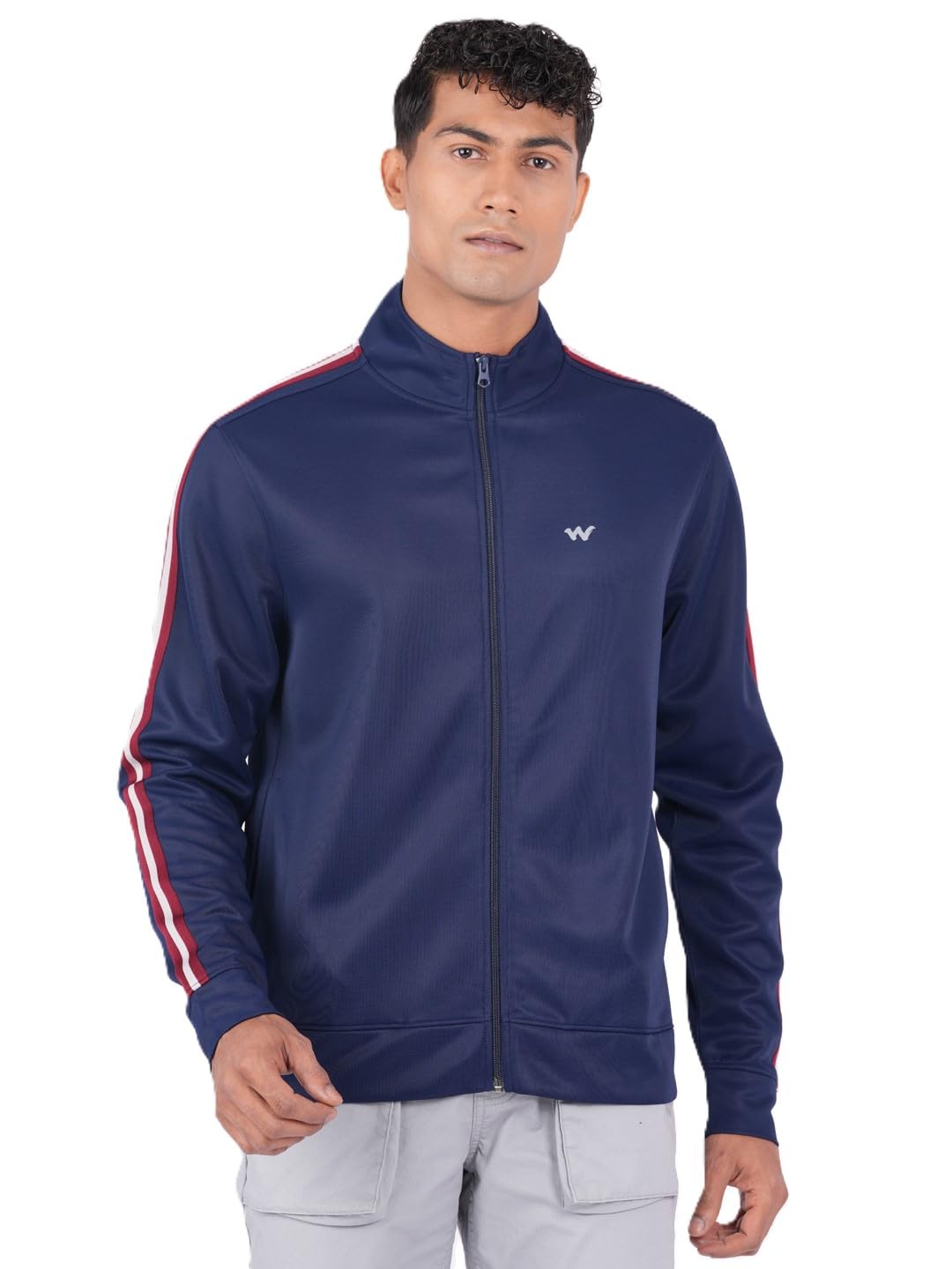 wildcraft Men Classic Stripe Trainer Jacket|Stand Collar|Set-in Sleeves|Solid Knitted Fabric & Front Zipper-picture-12