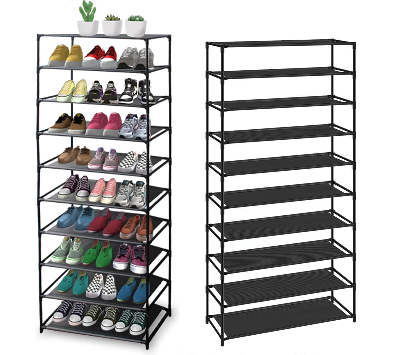 🥿 ZAPATERO APILABLE 10 NIVELES – ESTRUCTURA ACERO INOX – 30 PARES 🏠👟