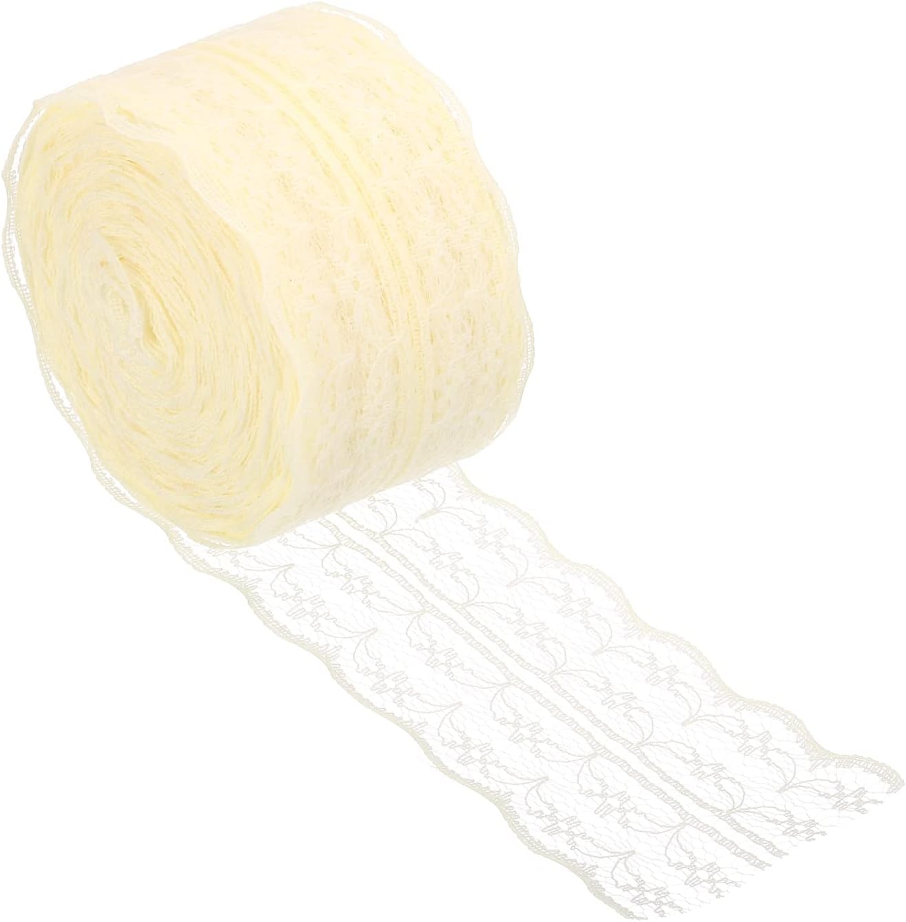 PATIKIL 1.8 Inch Wide 25 Yards Lace Trim Ribbon, Sewing Lace Roll Gift Package Pattern Wrapping for Party Home Decoration Dress Craft, Beige