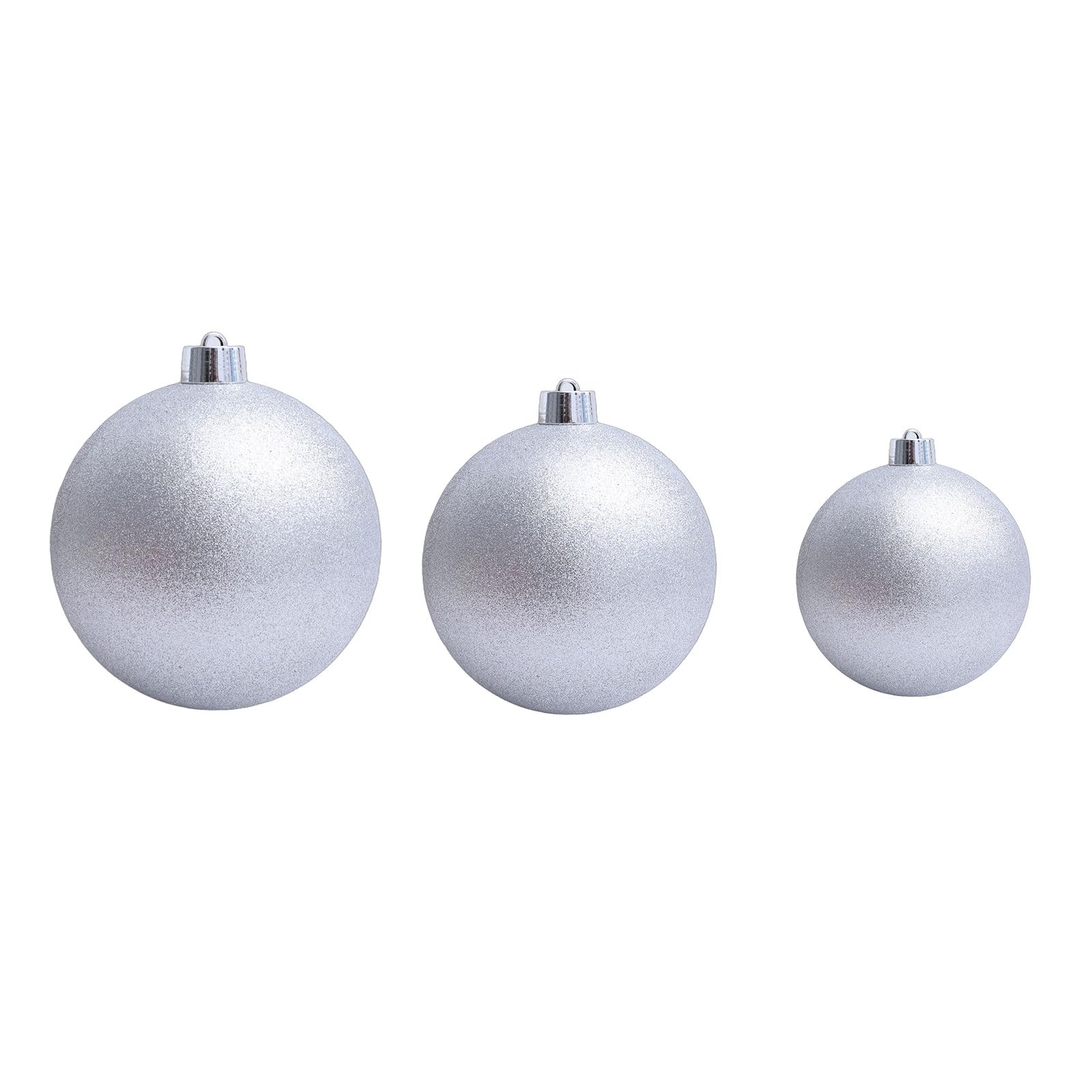 Générique Boules de Noël à Suspendre en Argent Scintillant 25, 30, 40 cm pour décoration d ' Arbre, plastomère Scintillant, Installation Simple Fine et permanente pour Les fêtes de Fin d ' année
