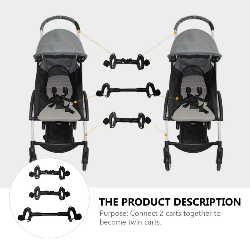 Toddmomy 1 Satz Kinderwagen Anschlüsse Verstellbare Universal Kinderwagen Verbindungsstücke für Zwillinge Schwarz