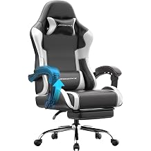 Dowinx Ergonomic Gaming Chair with Footrest &amp; Massage Lumbar, 2D-Linkage Armrests for Computer Chair 330lbs with Headrest Pillow for Office, Home, Streaming and Long Gaming Sessions, White