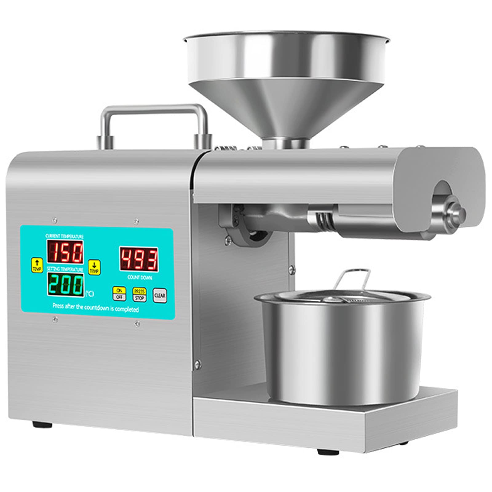 AYCDL Oil Press Machine Automatic Oil Presser Cold Hot Press with Intelligent Control Panel/Food Grade Stainless Steel/Built-in Thrust Bearing, Oil Extractor for Commercial Hom