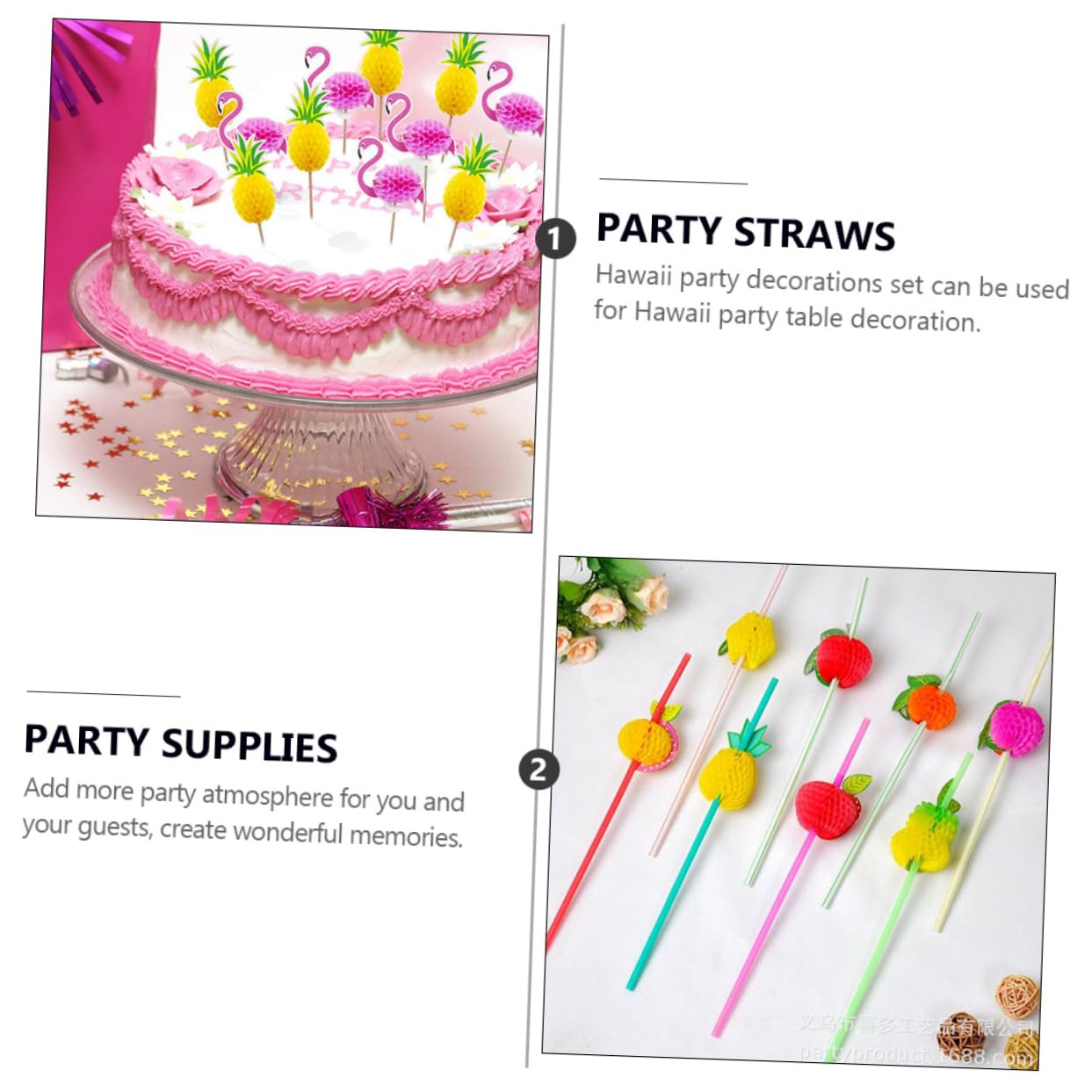 IWOWHERO Large Hawaiian Set 83pcs Table Skirt Straw Hawaiian Theme Party Supplies Decor Random Style