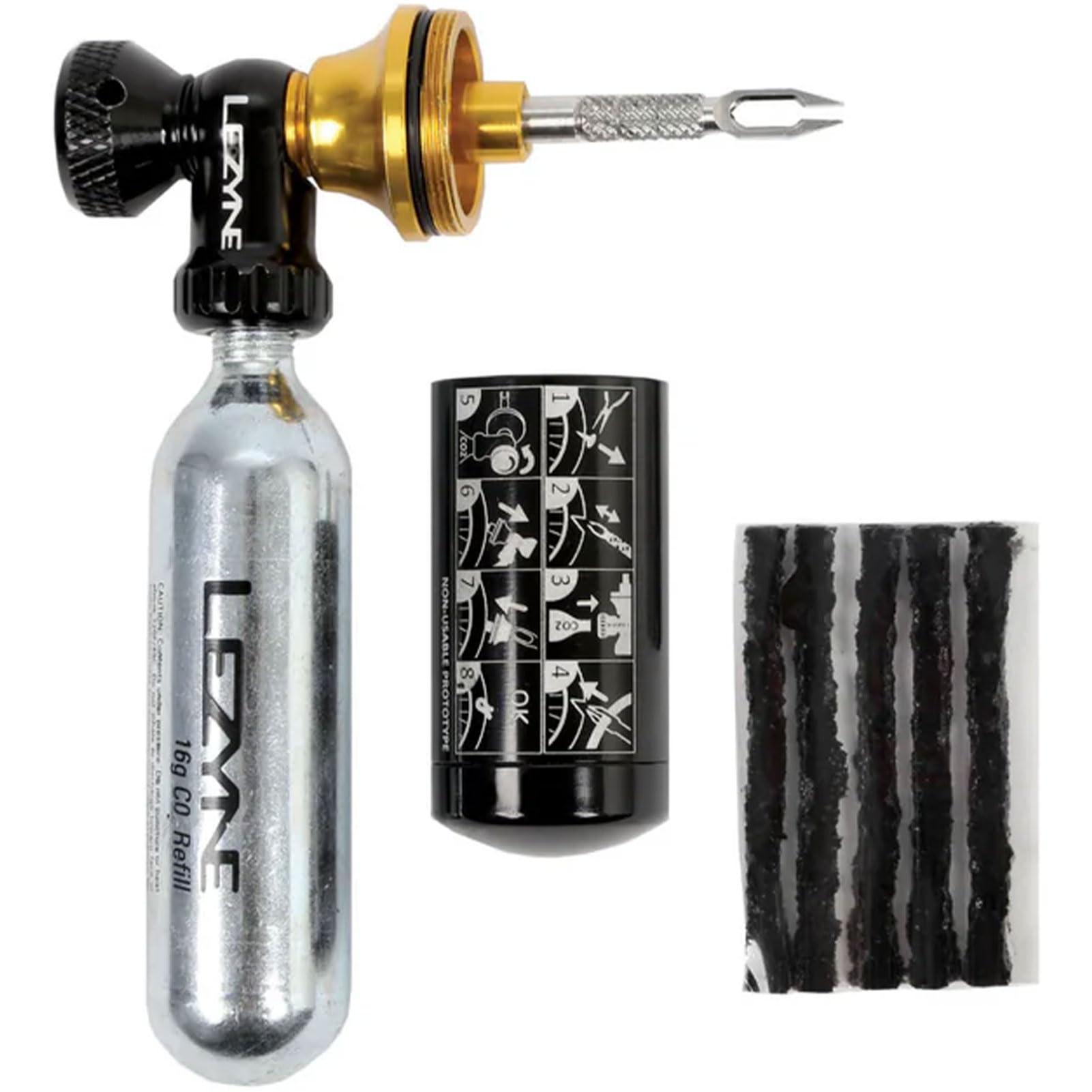 Tubeless CO2 Blaster Tire Repair Kit | Compact 2-in-1 CO2 Inflator, Bike Tool with 5 Tire Plugs, Reamer & Inserter