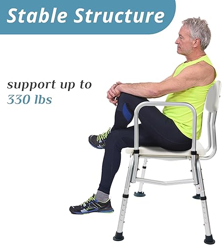 Miniatura 9 de Winado Banco de transferencia de bañera para bañera con respaldo y reposabrazos acolchado, soporta hasta 330 libras de asiento de silla de baño de
