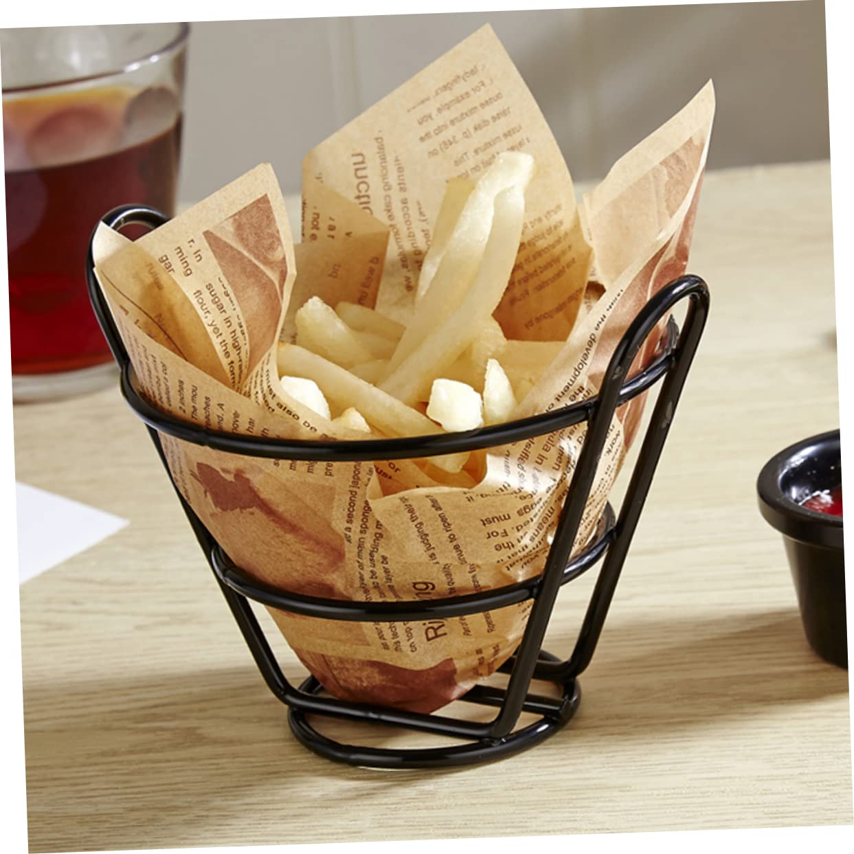 Cabilock 4Pcs French Fries Serving Basket Fried Chicken Holder Stylish Hollow Food Basket for Restaurant Tableware for Snack Organization and Serving