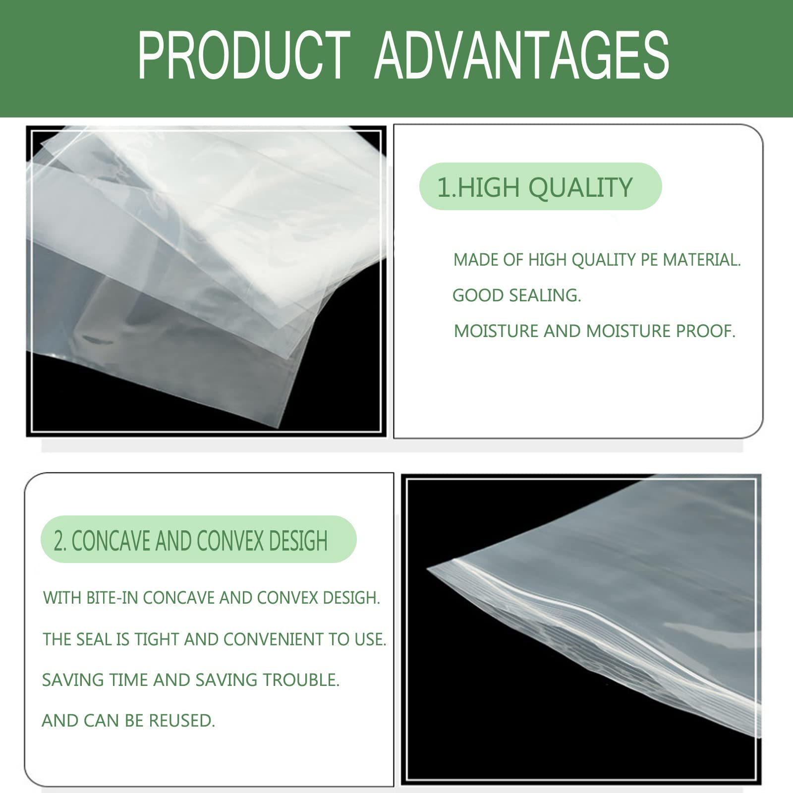 Resealable Plastic Bags - 2 Mil Thick, Clear, 9x12 Inches - Pack Of 100 Zip Lock Storage Bags - View #3