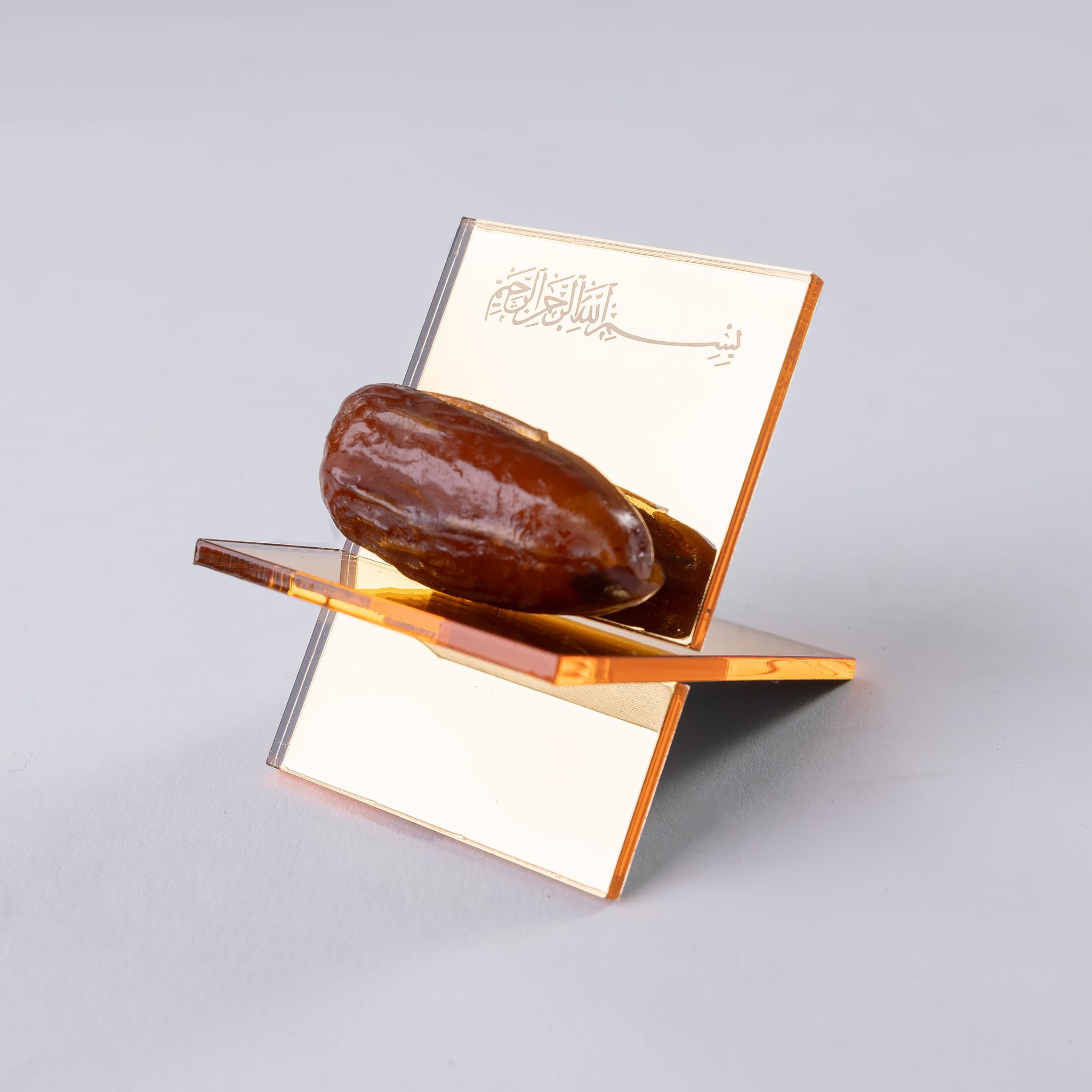 ErYa Date Plate Date Stand Date Holder Made of High-Quality Plexi, Elegant Storage and Display of Dates, Ideal for Kitchen, Ramadan, Bismillahirrahmanirrahim (12, Gold)