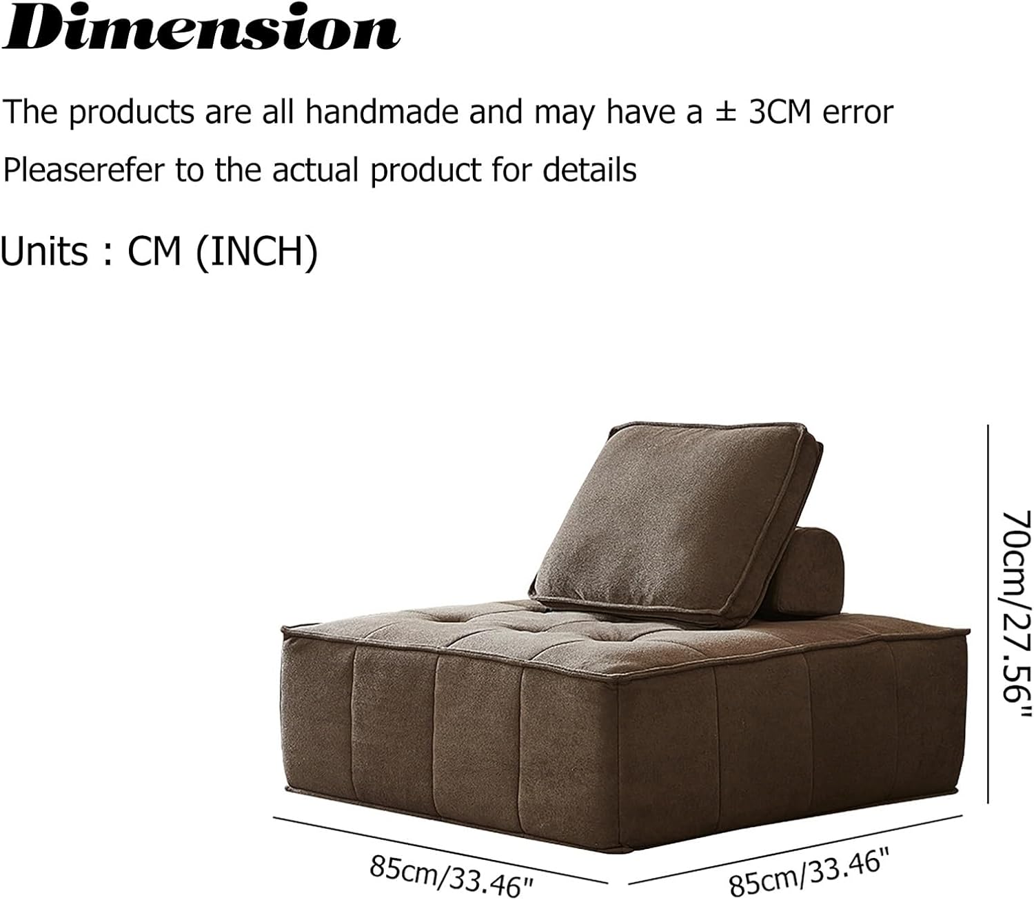 Compressed Foam Sofa Couch with Plush Backrest, 35D High-Density Sponge Cushion, Soft Velvet Fabric, Modern Comfortable Sofa for Small Living Room or Apartment(Gray,85cm/27.56")