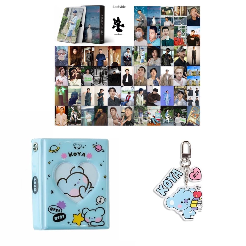Zrhmcjen Rm New 55Pcs Rm Right Place Wrong Person Personal Photocards Postcard, Koya Album Binder Holder Book, Koya Keykeychain