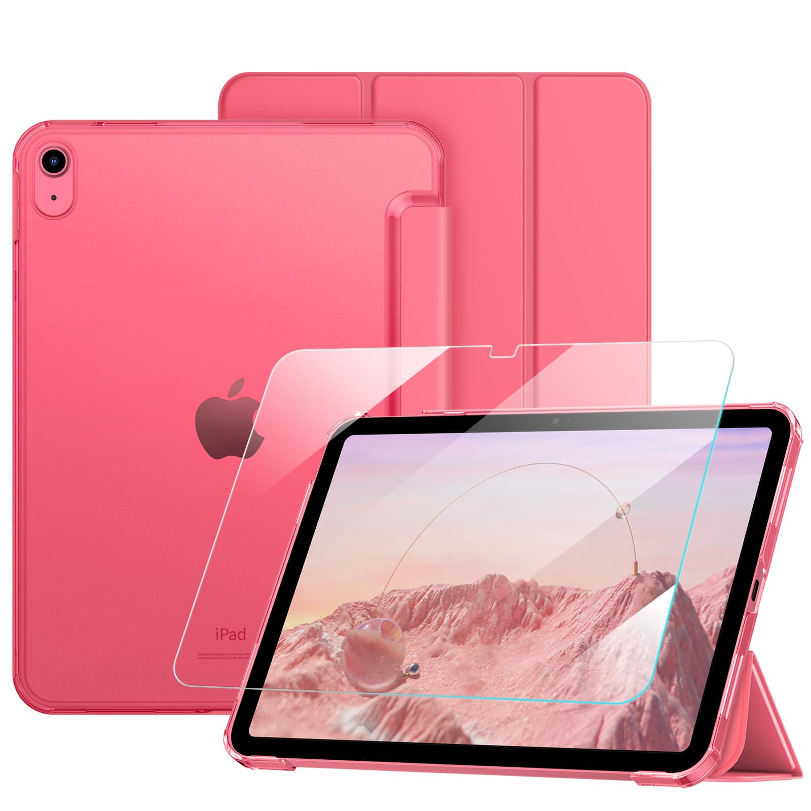 Fintie Hülle mit Schutzfolie für iPad A16 11. Generation 11 Zoll 2025 & iPad 10. Generation 10,9 Zoll 2022 – Ultradünne Stand-Schutzhülle mit Hart-PC Transparenter Rückseite, Schwarz