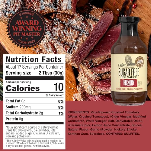 G Hughes Sugar Free, Bbq Sauces & Ketchup Bundle - Original Sugar Free Bbq Sauce - 18 Oz, Hickory Bbq Suace - 18 Oz, Sugar Free Ketchup - 13 Oz, Keto Ketchup, Low Calorie Barbecue Sauce thumb #3