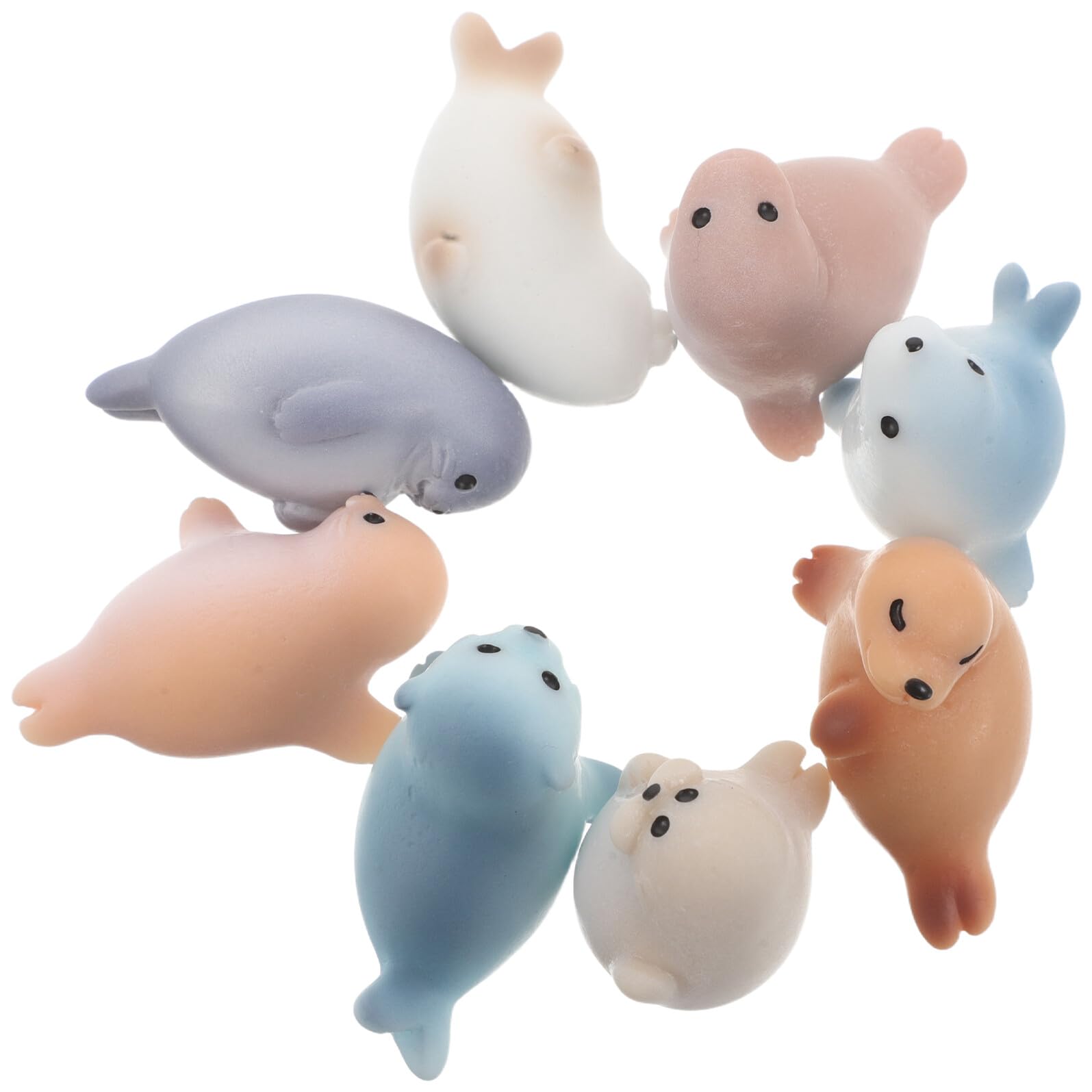8Pcs Mini Resin Sea Lion Figurines Realistic Ocean Animal Cake Toppers
