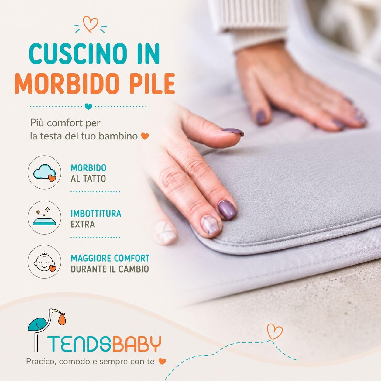 TENDS Fasciatoio Portatile Neonato - Fasciatoio Pieghevole e Impermeabile per Viaggio como Neonato Accessori Utili - Regalo Nascita Perfetto per Bimbo e Bimba - Fasciatoio neonato portatile