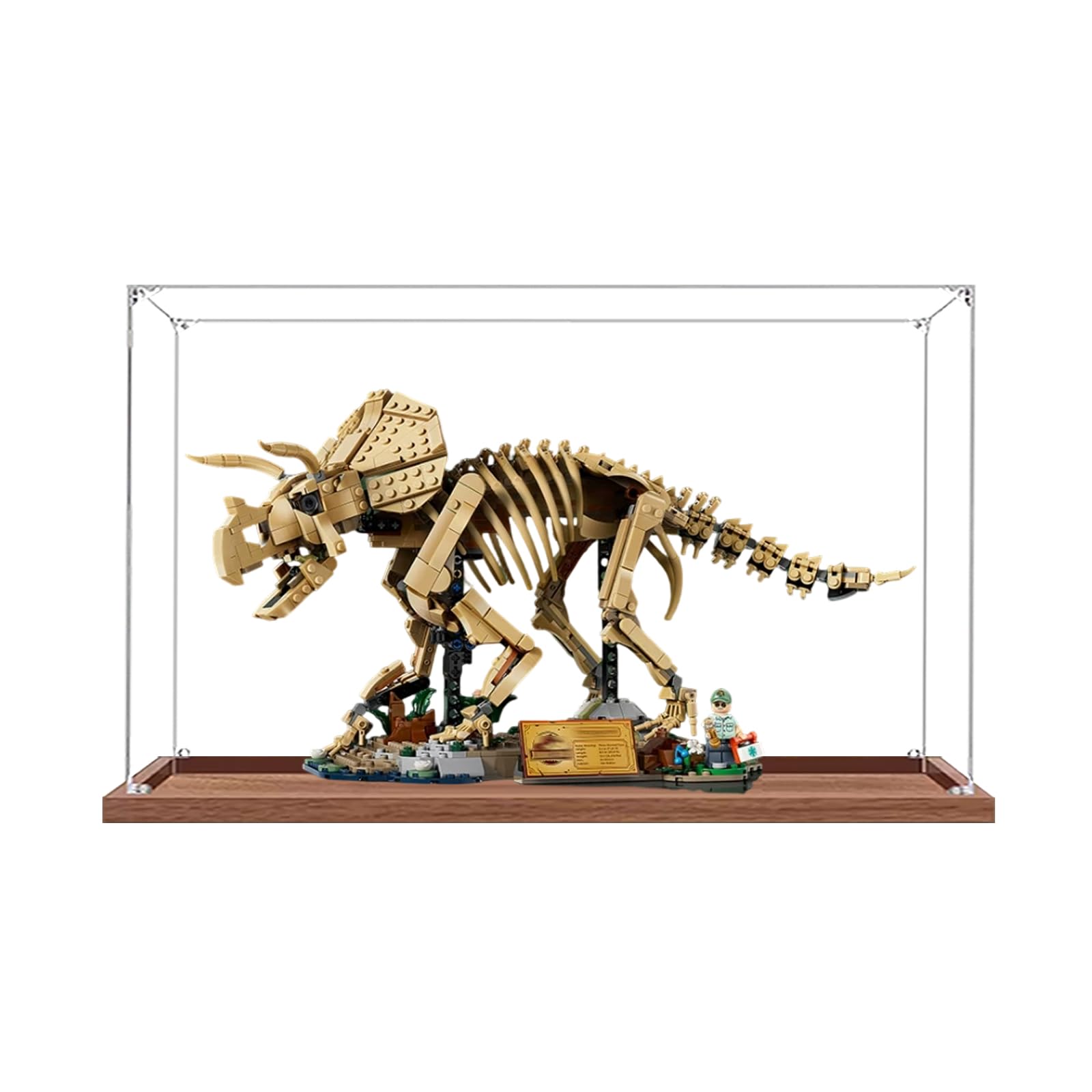 Acrylic Display Case for Lego 77985 Dinosaur Fossil: Triceratops Building Set, Dustproof Transparent Box - Only Display Case, Display Box Compatible with Lego 77985 (Base B (2mm))