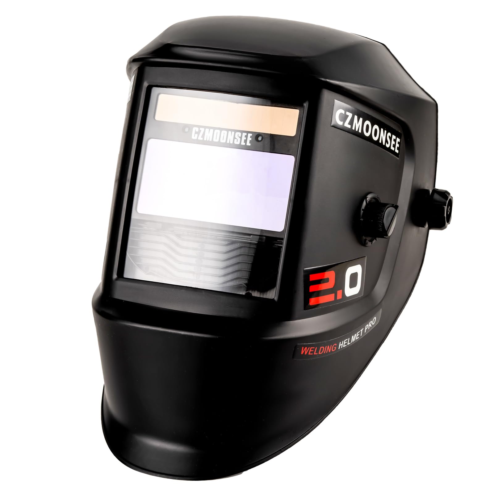 Casco de soldadura de oscurecimiento automático alimentado por energía solar de 3.94 x 1.97 pulgadas, claridad óptica, 2 sensores de arco, pantalla ancha 4/9-13 para campana de soldadura TIG