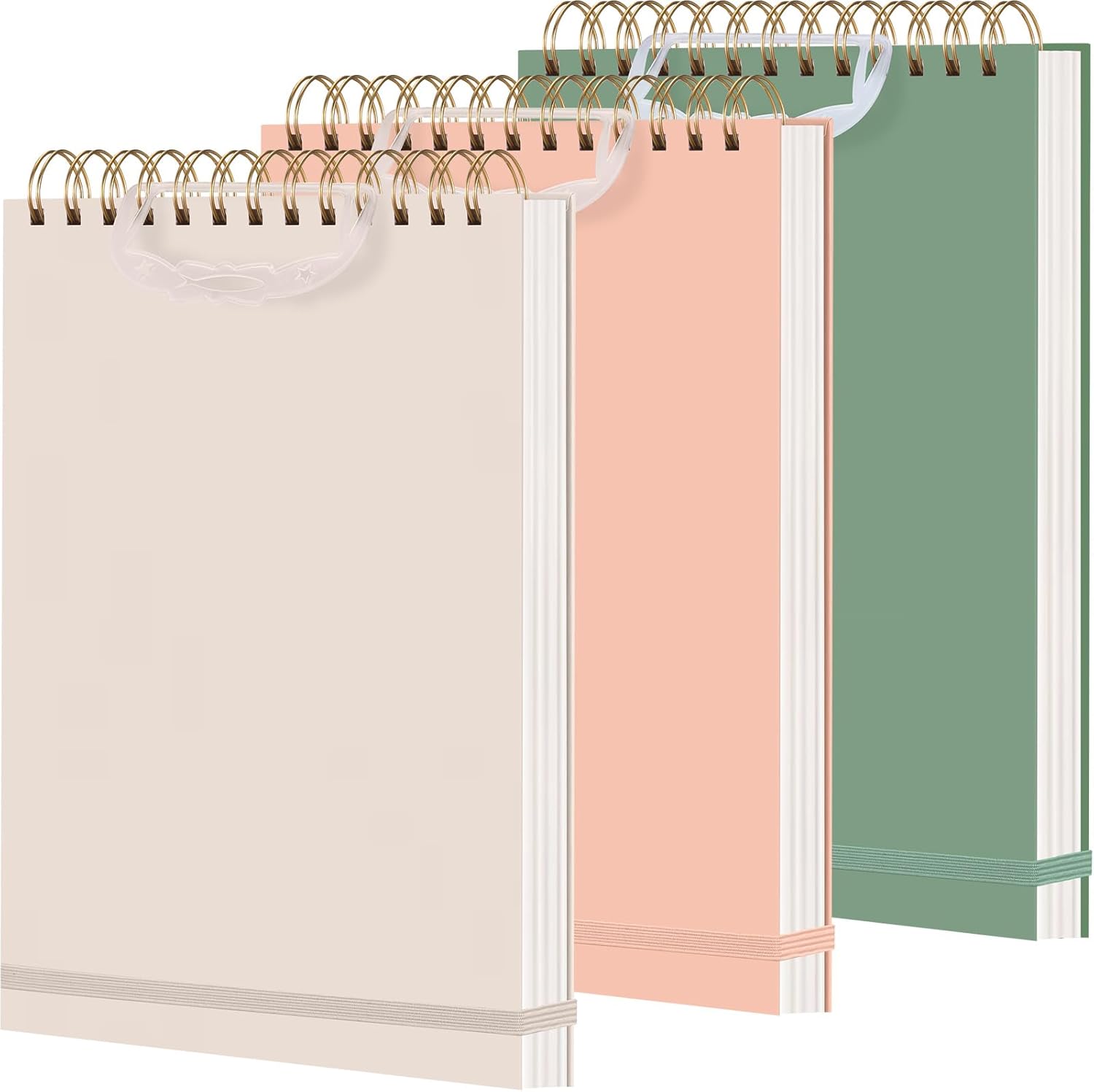 Resurhang 3 Pack Top Spiral Notebook 7"x10" Hardcover Steno Pads 240 Pages(120 Sheets) college Ruled Waterproof Cover Notepad Left-handed Notebooks for Work School Office (Aesthetic Color)