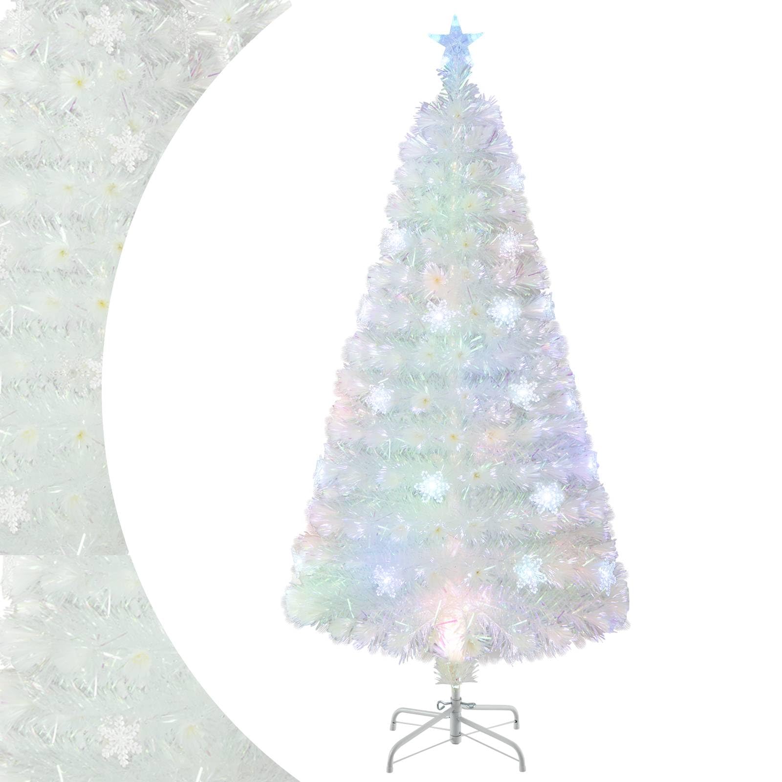 Fiber Optic 4' Green/White Artificial Christmas Tree with Multi-Color Lights