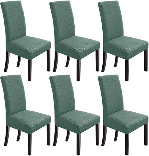 Juego de 6 fundas para sillas de comedor, cocina, sillas Parsons, fundas lavables, protectores de asiento para hotel, banquete, ceremonia (cian
