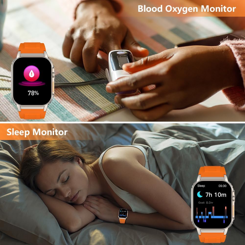 Smart Watch per uomo e donna (quadrante/rispondere alle chiamate), tracker di attività con cardiofrequenzimetro/monitoraggio del sonno, 100 modalità sportive/impermeabile IP68, touchscreen HD da 2