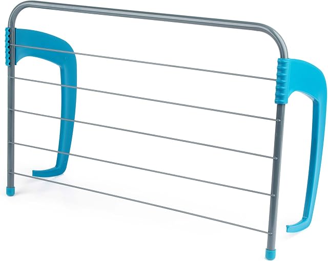 Beldray LA027535TQEU 6-Bar Attachable Airer, Fits Up to 6 Hand Or Tea, Foldable Arms for Compact Storage, Over Radiator Towel Rail, Small Clothes Horse, Alloy, Turquoise, 51 x 38 x 16 cm