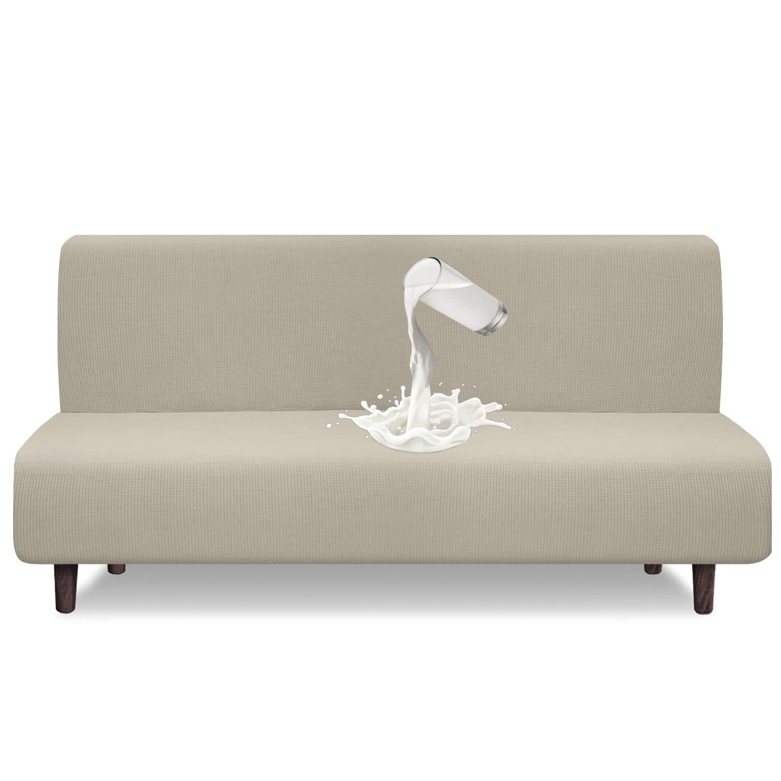 Granbest Copertura impermeabile senza bracciolo Futon ad alta elasticità protezione per divano letto pieghevole antiscivolo senza braccioli (sabbia)